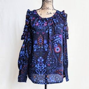 Cold shoulder floral paisley blouse by LOFT NWT XL